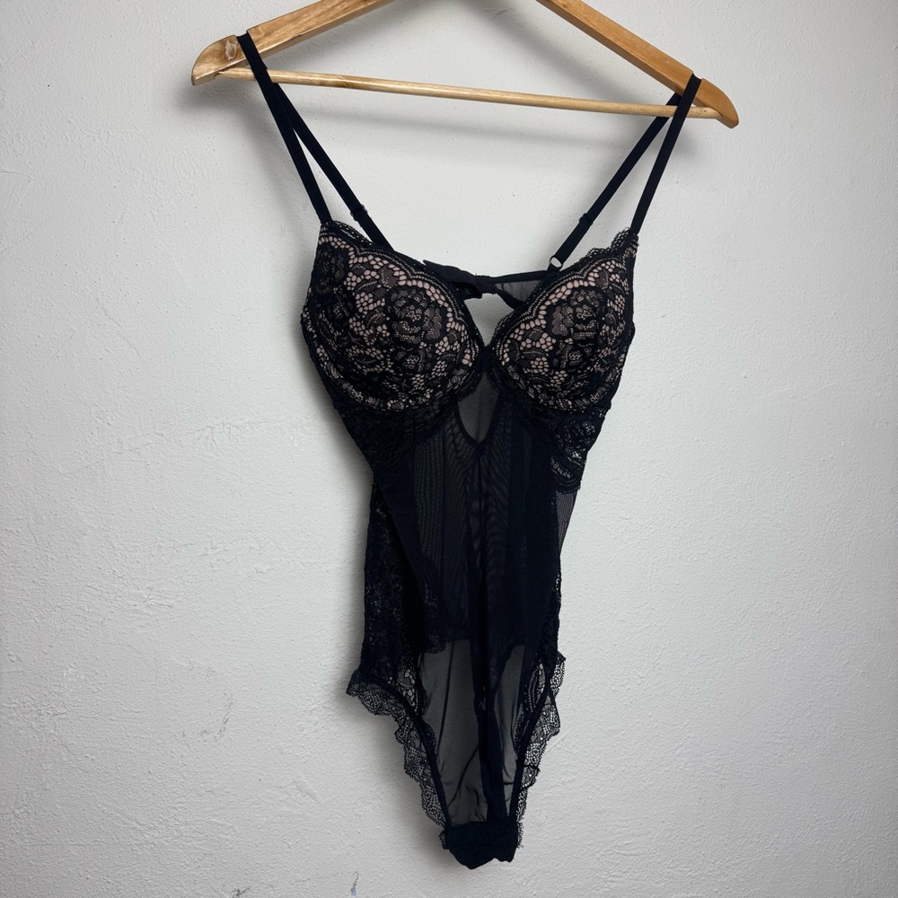 Lingerie Structured PushUp Underwire Bra Bodysuit Sheer‎ Lace